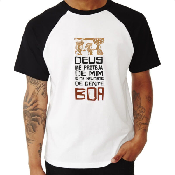 Camiseta Raglan Deus me proteja da maldade boa - Imagem 3