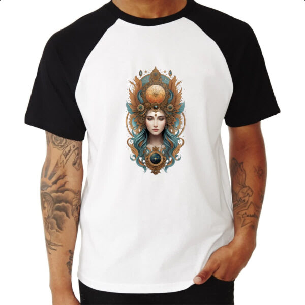 Camiseta Raglan Deusa asteca do tempo - Imagem 3