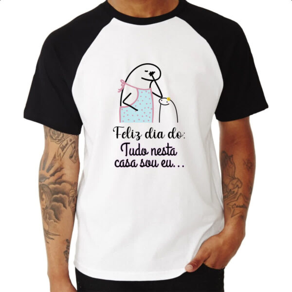 Camiseta Raglan Dia das maes Flork tudo nesta casa sou eu - Imagem 3
