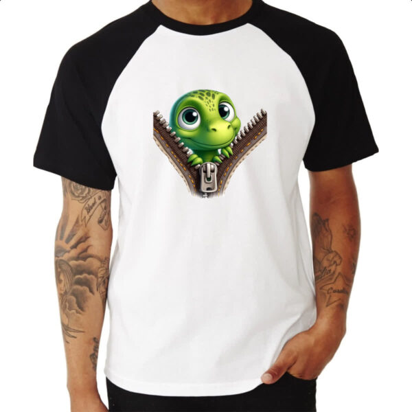 Camiseta Raglan Dinossauro no ziper - Imagem 3
