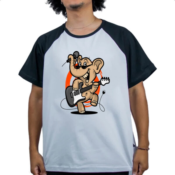 Camiseta Raglan Elefante Guitarrista - Imagem 4