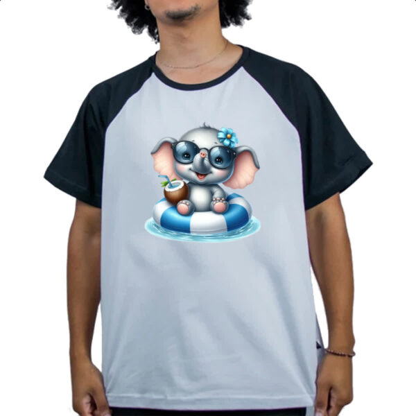 Camiseta Raglan Elefante na boia - Imagem 4