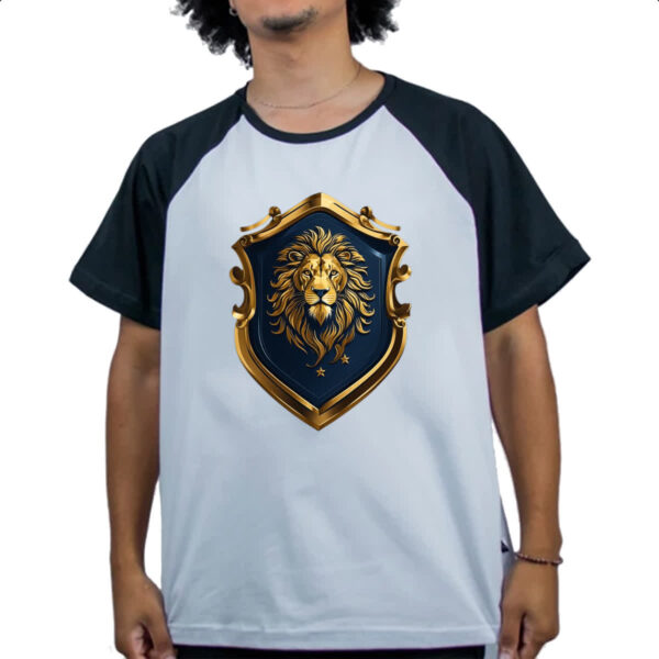 Camiseta Raglan Escudo dourado leao de juda - Imagem 4