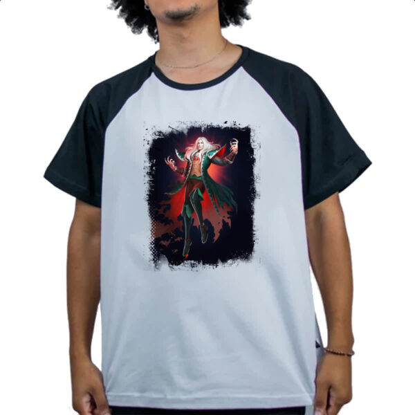 Camiseta Raglan Empires and Puzzles Heroi Alucard - Imagem 4