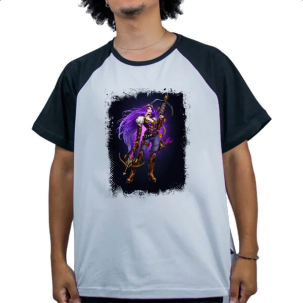 Camiseta Raglan Empires and Puzzles Heroi Domitia Traje 1 - Imagem 4