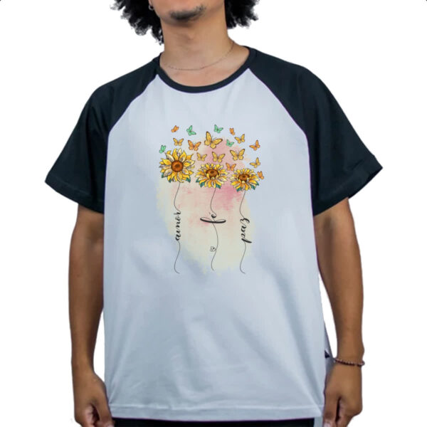 Camiseta Raglan Amor fe e paz - Imagem 4