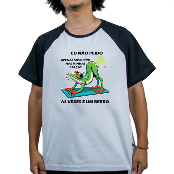 Camiseta Raglan Eu nao peido sapo - Imagem 4