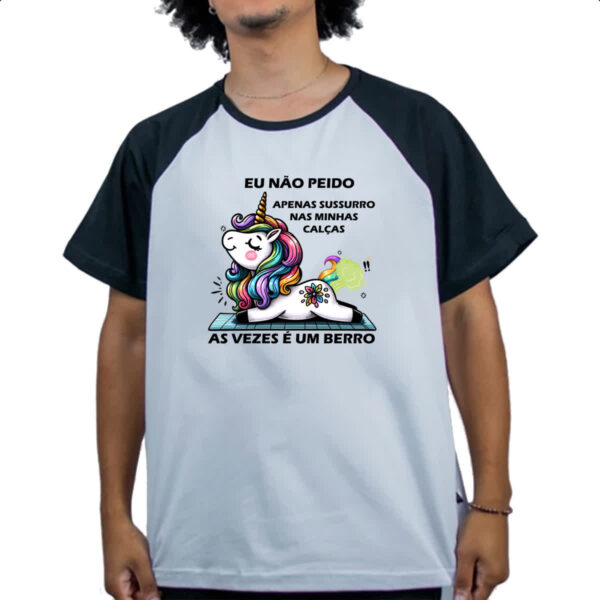 Camiseta Raglan Eu nao peido unicornio - Imagem 4
