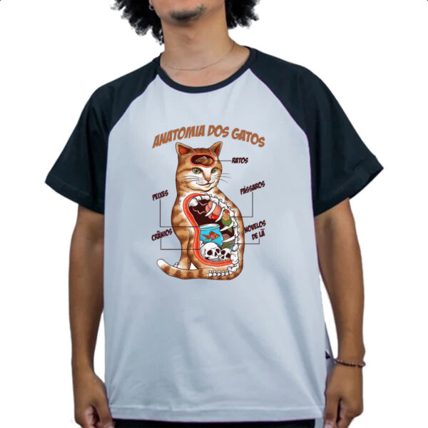 Camiseta Raglan Anatomia dos gatos - Imagem 4