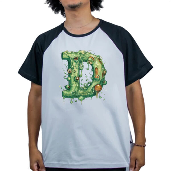 Camiseta Raglan Zumbi Alfabeto Letra D - Imagem 4