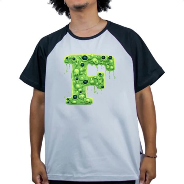 Camiseta Raglan Zumbi Alfabeto Letra F - Imagem 4