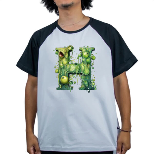 Camiseta Raglan Zumbi Alfabeto Letra H - Imagem 4