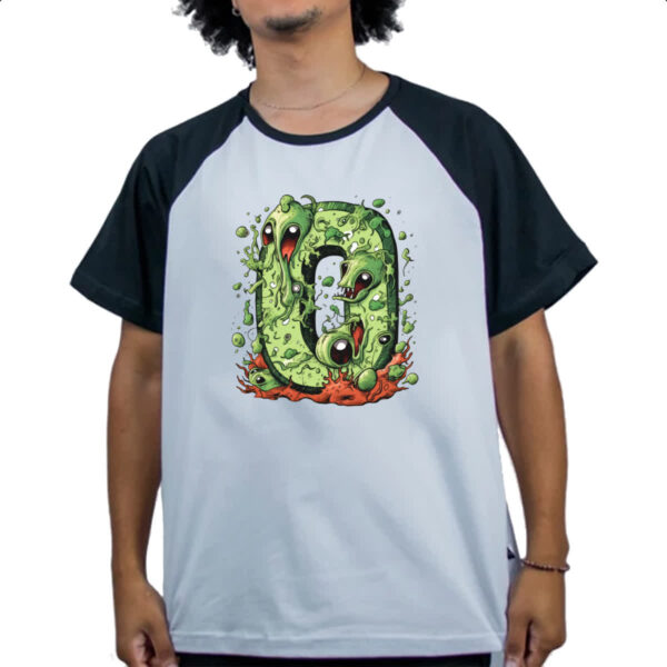Camiseta Raglan Zumbi Alfabeto Letra O - Imagem 4