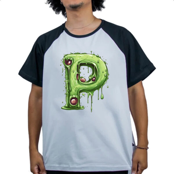 Camiseta Raglan Zumbi Alfabeto Letra P - Imagem 4