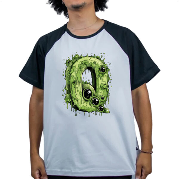 Camiseta Raglan Zumbi Alfabeto Letra Q - Imagem 4