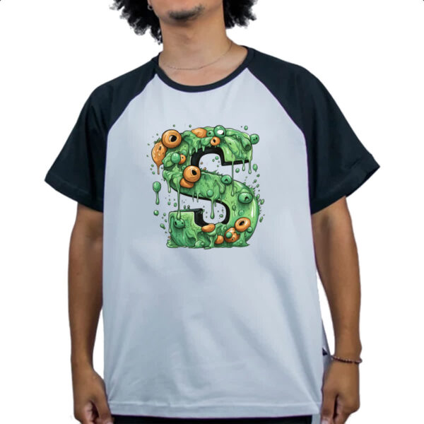 Camiseta Raglan Zumbi Alfabeto Letra S - Imagem 4