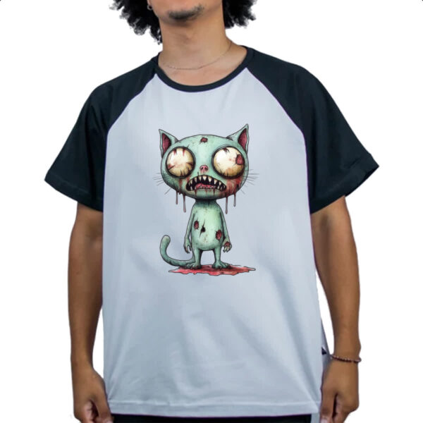 Camiseta Raglan Zumbi gato - Imagem 4