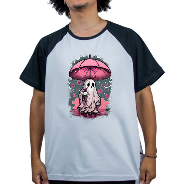 Camiseta Raglan Fantasma chuva de rosas - Imagem 4