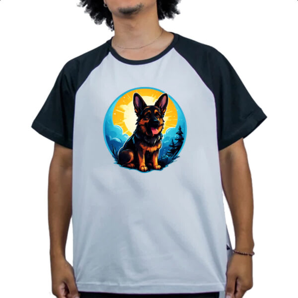 Camiseta Raglan Filhote pastor alemao sunset art - Imagem 4