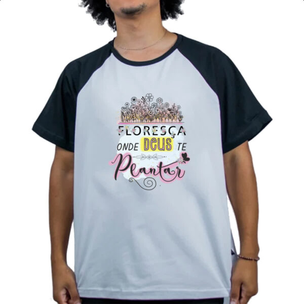 Camiseta Raglan Floresca onde Deus te plantar - Imagem 4
