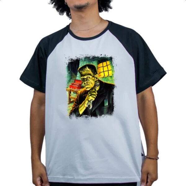 Camiseta Raglan Frankenstein Apertando os parafusos - Imagem 4