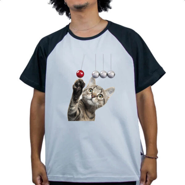 Camiseta Raglan Gatinho brincando com pendulo - Imagem 4