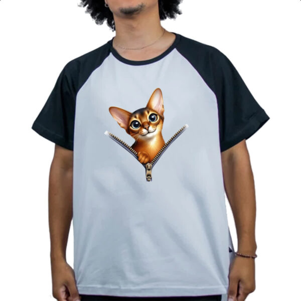 Camiseta Raglan Gato Abyssinian no ziper - Imagem 4