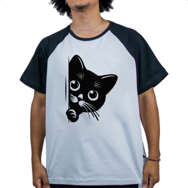 Camiseta Raglan Gato espiando - Imagem 4