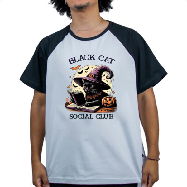Camiseta Raglan Gato Preto clube social - Imagem 4