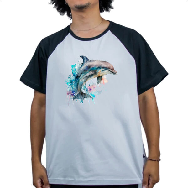 Camiseta Raglan Golphinho aquarela 01 - Imagem 4