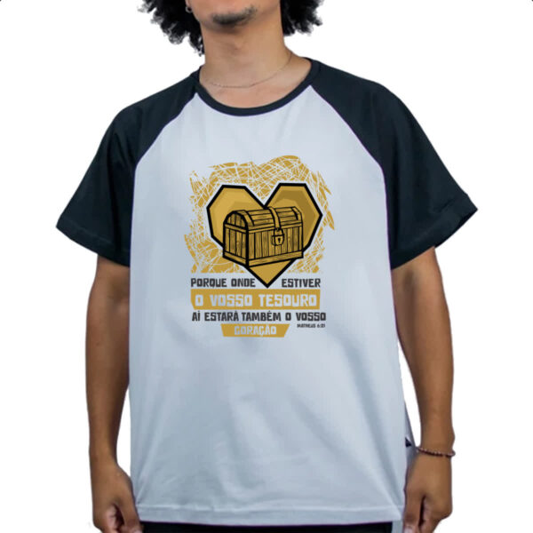Camiseta Raglan Gospel Matheus 6.21 - Imagem 4