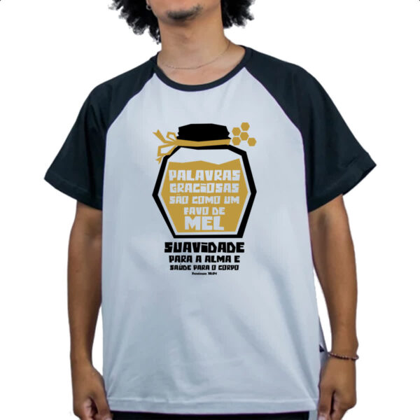 Camiseta Raglan Gospel Proverbios 16.24 - Imagem 4