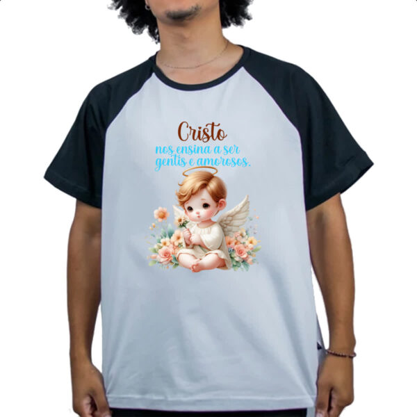 Camiseta Raglan Anjo gentil e amoroso - Imagem 4