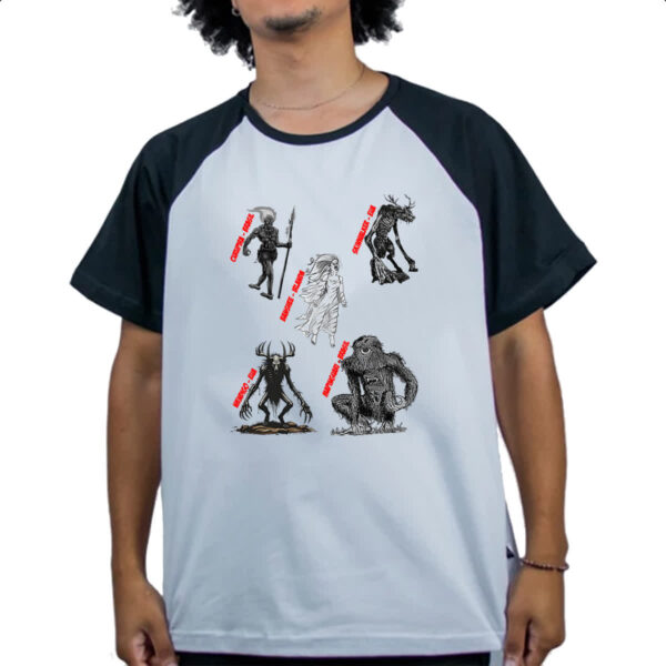 Camiseta Raglan Gritos na floresta lendas - Imagem 4