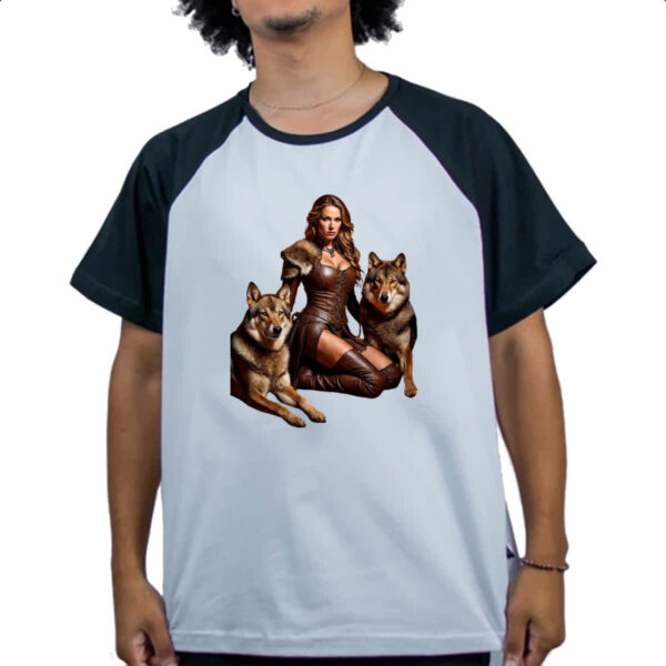 Camiseta Raglan Guerreira com lobos - Imagem 4