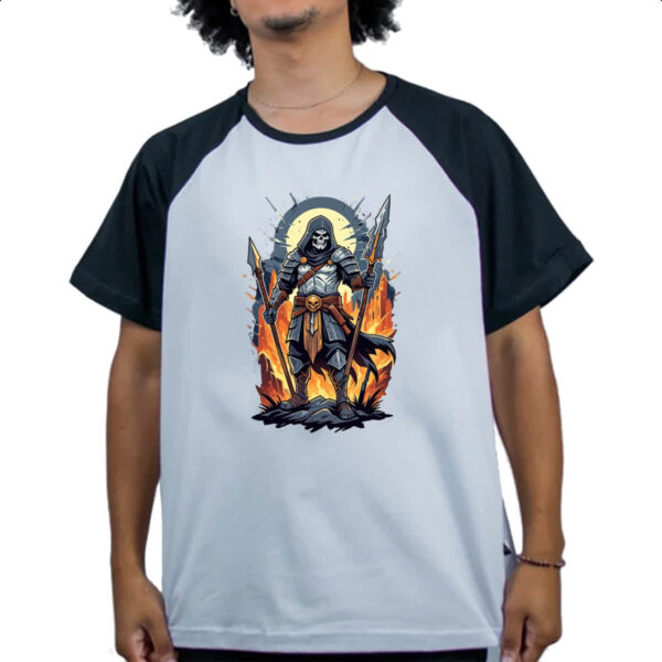 Camiseta Raglan Guerreiro Skull Medieval - Imagem 4