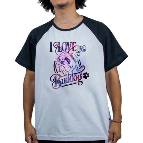 Camiseta Raglan I love my Bulldog - Imagem 4