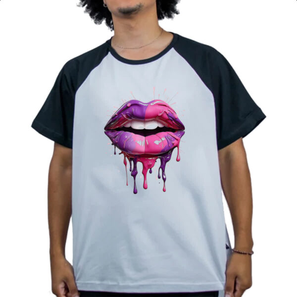 Camiseta Raglan Labios pink e purpura derretendo - Imagem 4