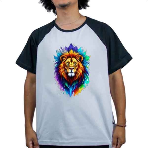 Camiseta Raglan Leao de Juda Watercorlor Splash - Imagem 4