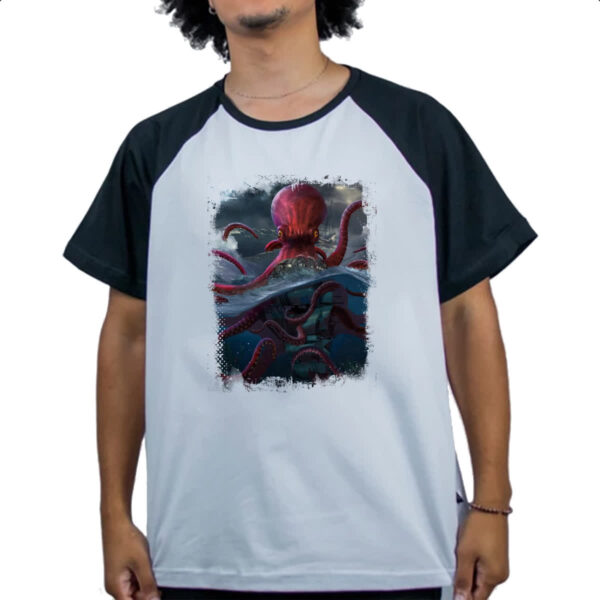 Camiseta Raglan Lendas do Mar Kraken 01 - Imagem 4
