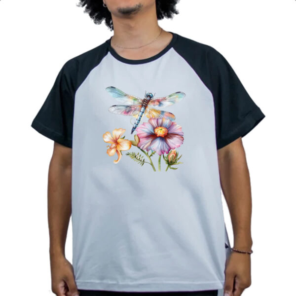 Camiseta Raglan Libelula na flor - Imagem 4