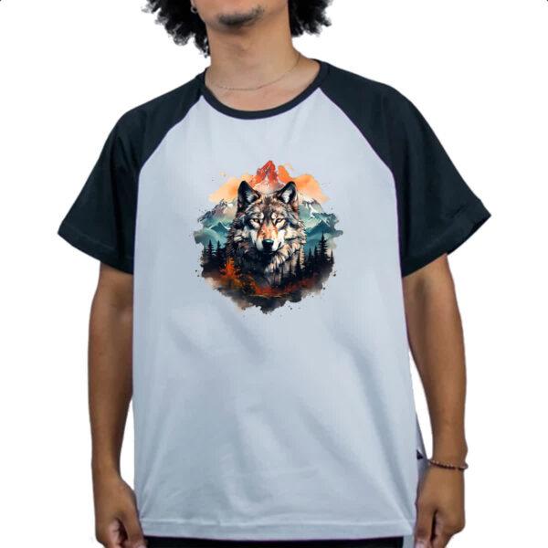 Camiseta Raglan Lobo da montanha - Imagem 4