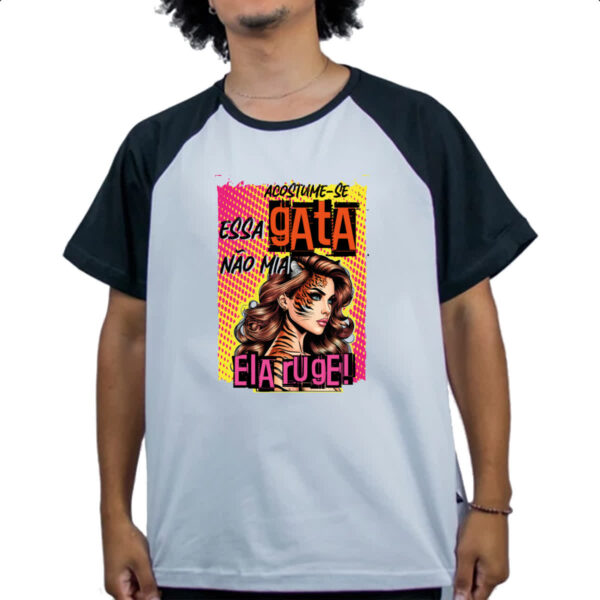 Camiseta Raglan Mulher essa gata ruge - Imagem 4