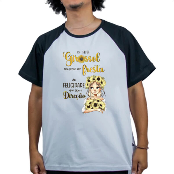 Camiseta Raglan Mulher feita girassol felicidade - Imagem 4