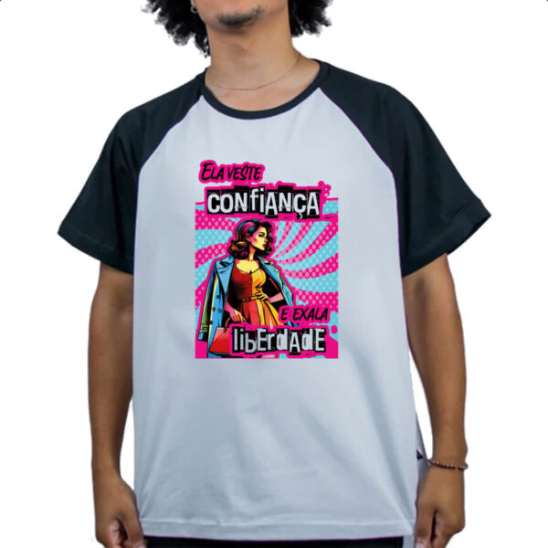 Camiseta Raglan Mulher veste e exala - Imagem 4