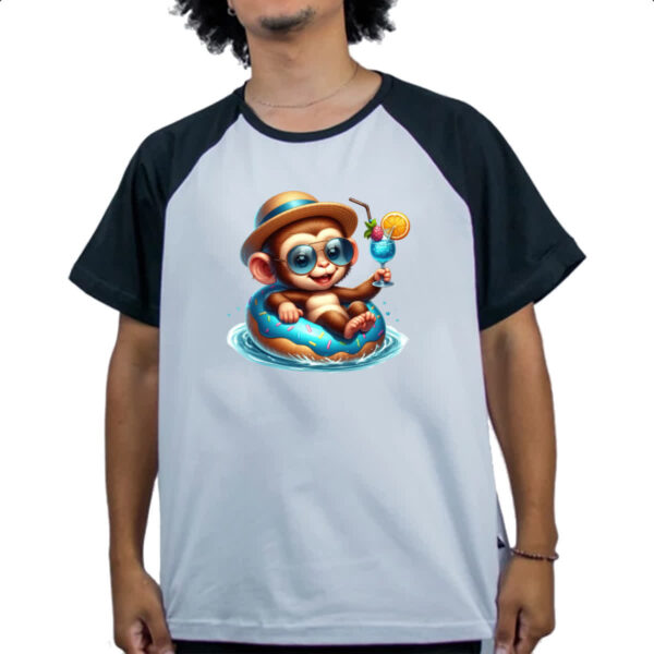 Camiseta Raglan Macaco na boia - Imagem 4