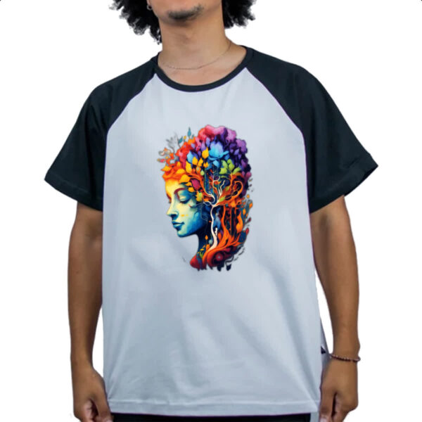 Camiseta Raglan Mae Natureza Aquarela Arte - Imagem 4