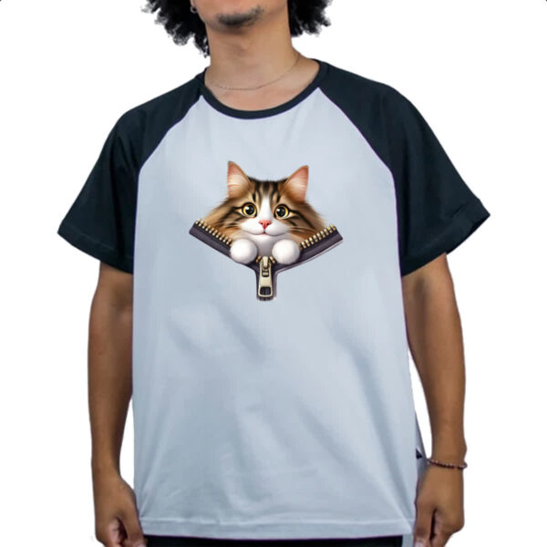 Camiseta Raglan Maine Coon no ziper - Imagem 4