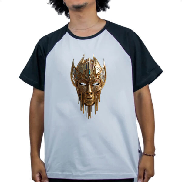 Camiseta Raglan Mascara dourada de guerra - Imagem 4