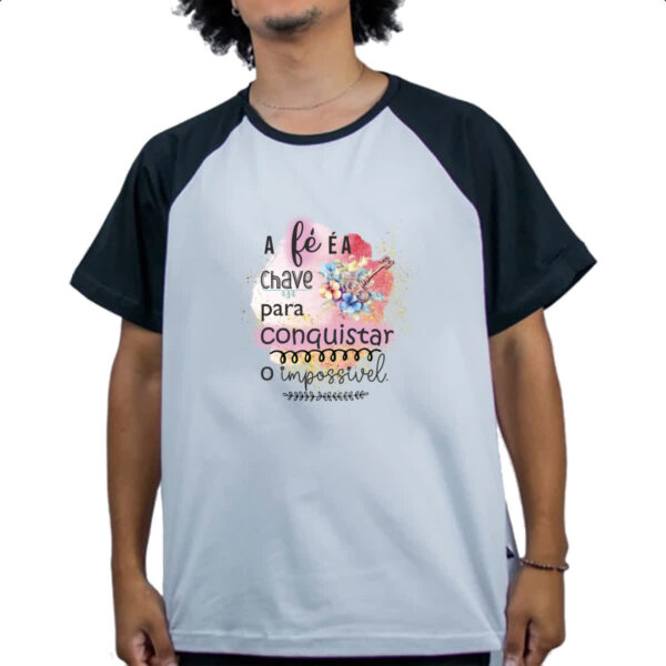 Camiseta Raglan A fe e a chave - Imagem 4